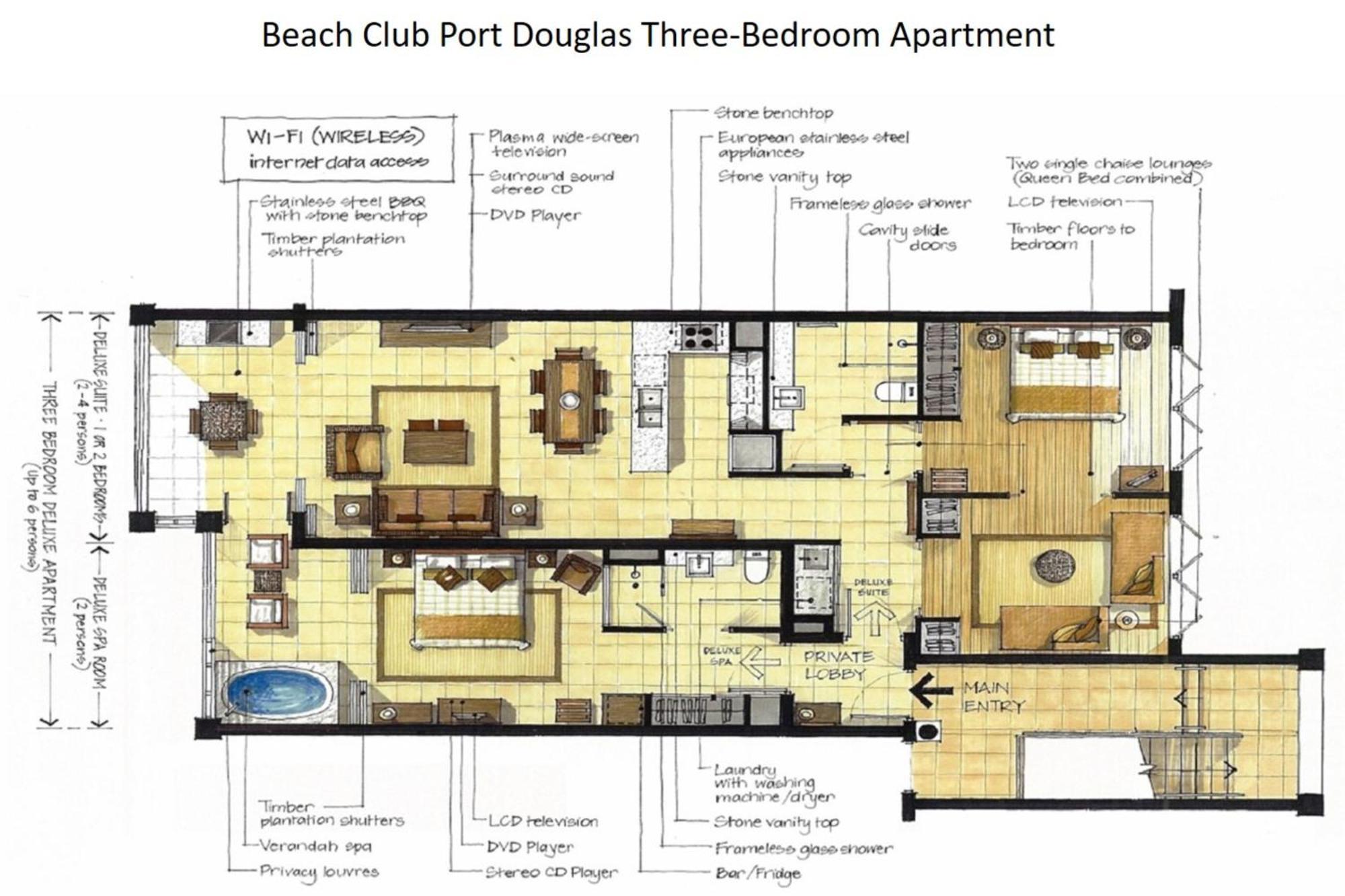 Beach Club Port Douglas Luxury Apartments Bilik gambar